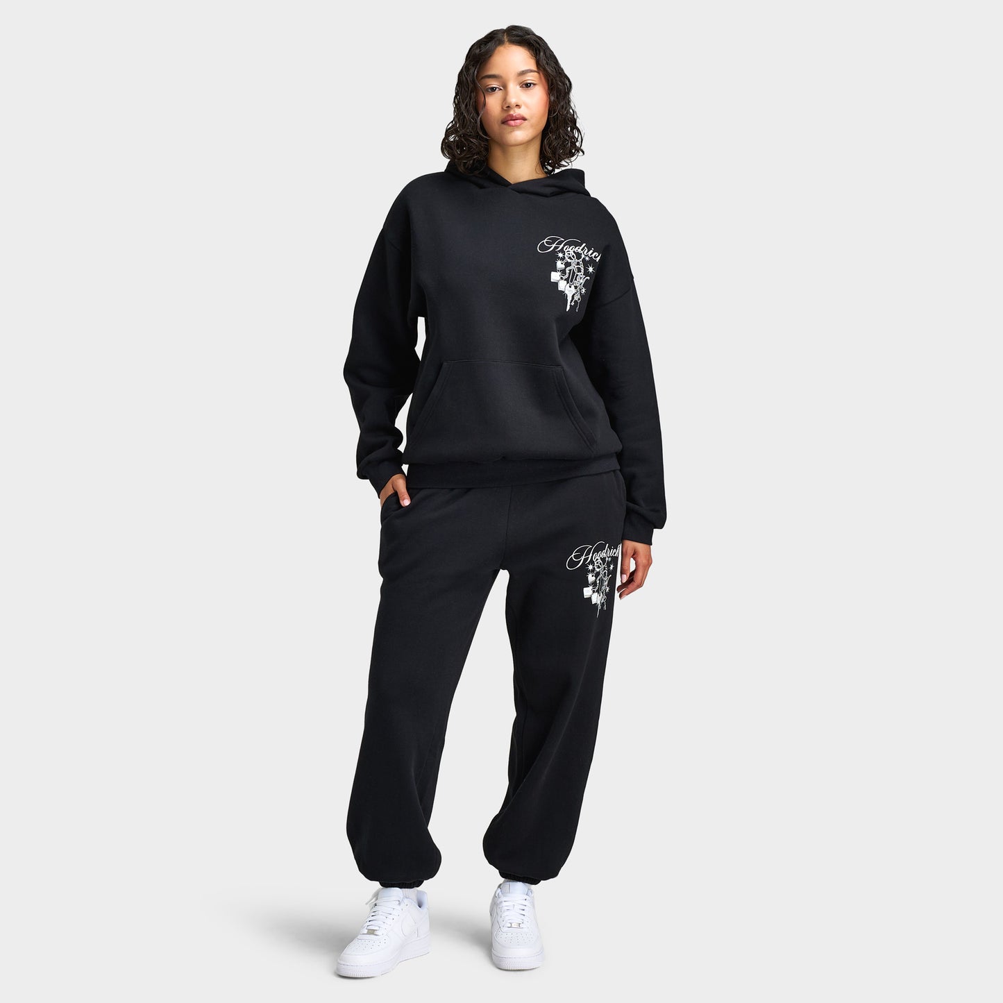 Hoodrich Women's Oversized Joggers Black / Silver Rhinestone