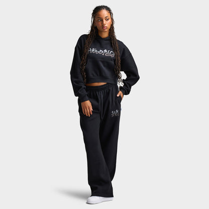Hoodrich Women's Boxy Hoodie With Satin Applique Black / Black Satin