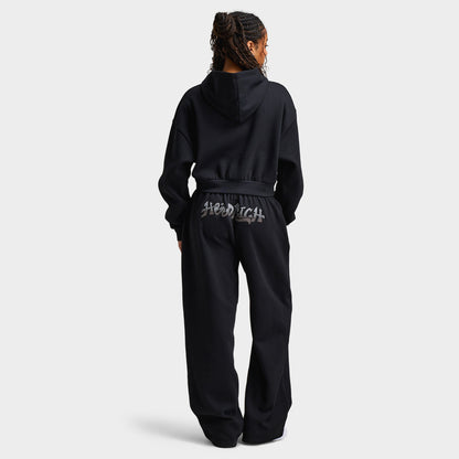 Hoodrich Women's Boxy Hoodie With Satin Applique Black / Black Satin