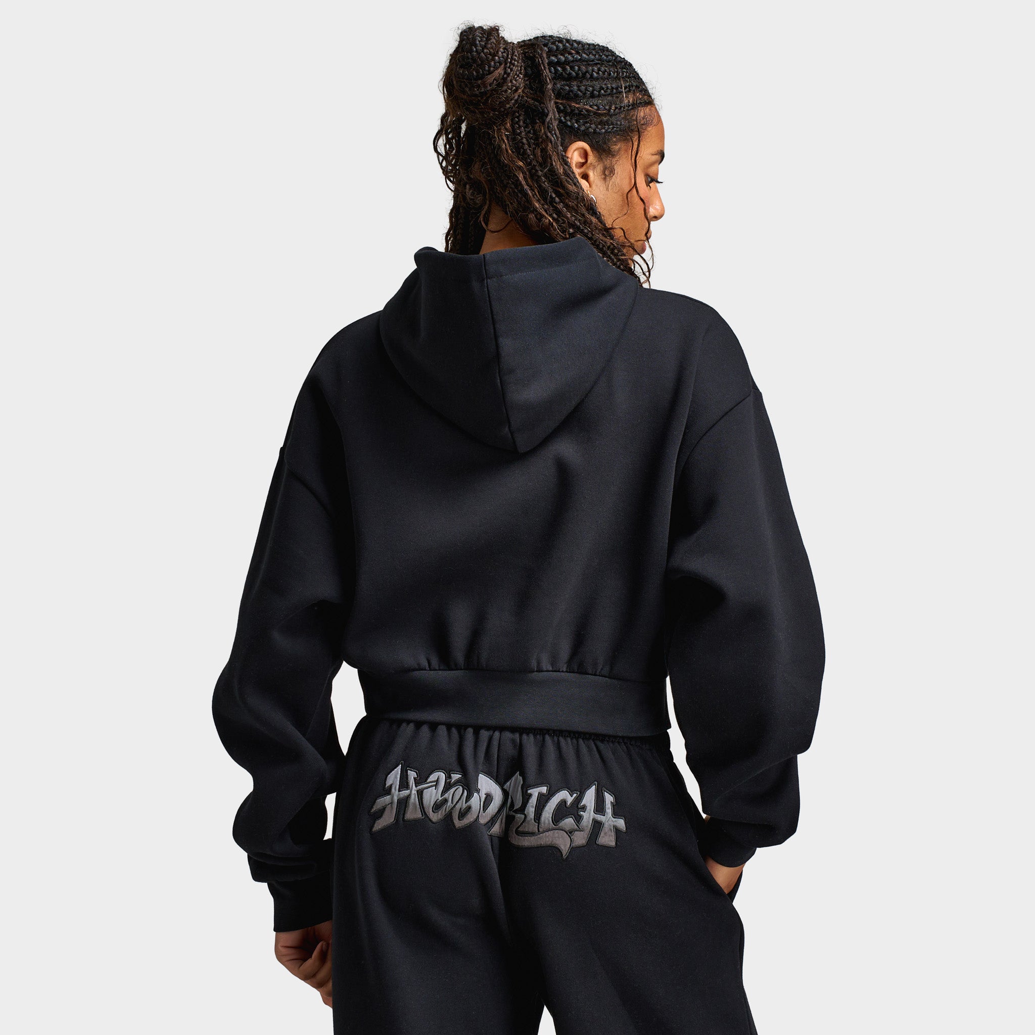 Hoodrich Women's Boxy Hoodie With Satin Applique Black / Black