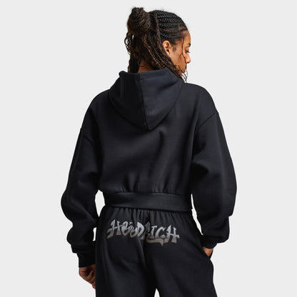 Hoodrich Women's Boxy Hoodie With Satin Applique Black / Black Satin