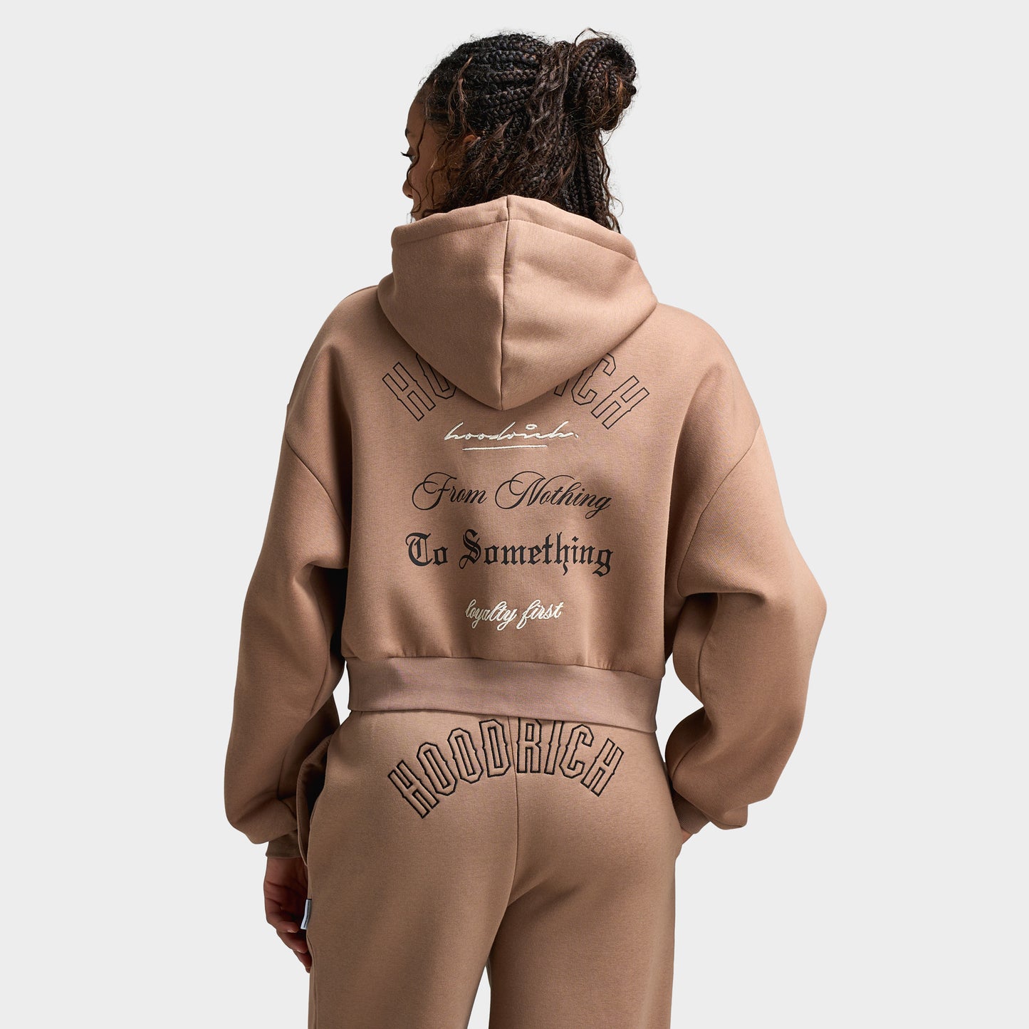 Hoodrich Women's Zip Through Boxy Hoodie Portabella / Black - Whitecap Gray