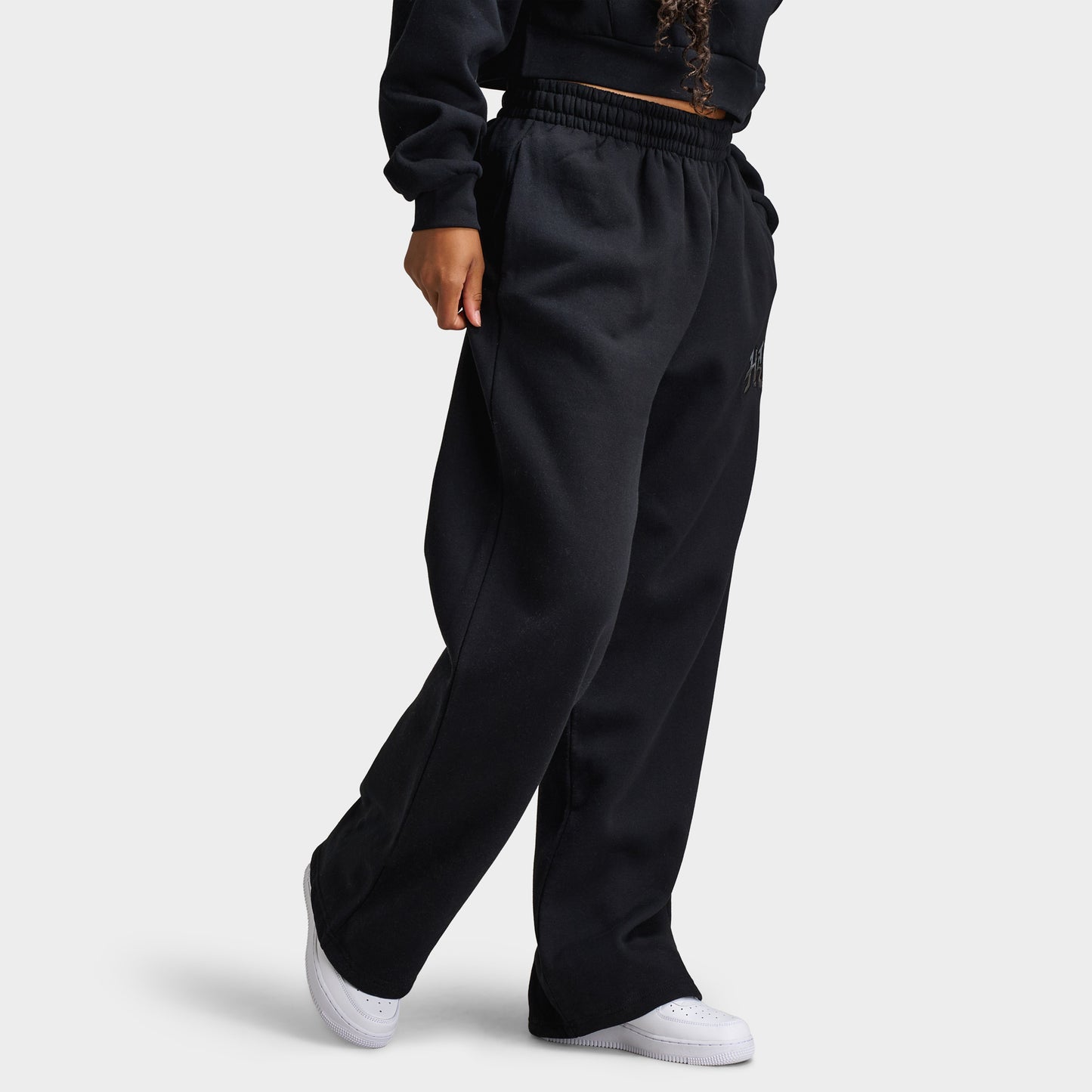 Hoodrich Women's Oversized Wide Leg Joggers Black / Black Satin