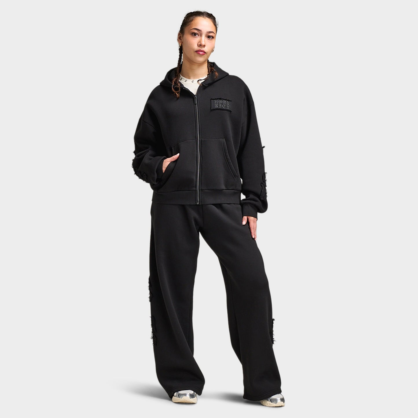 Hoodrich Rift Chandail à capuche mi-long avec fermeture éclair / Noir