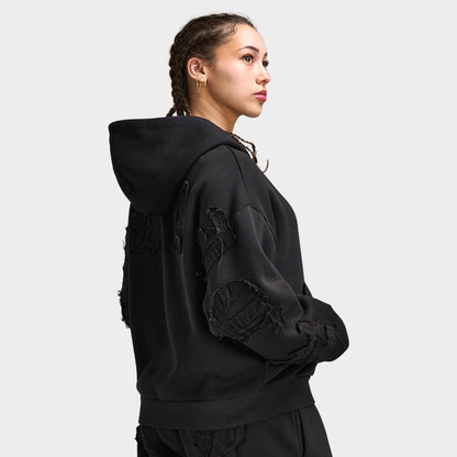 Hoodrich Rift Chandail à capuche mi-long avec fermeture éclair / Noir
