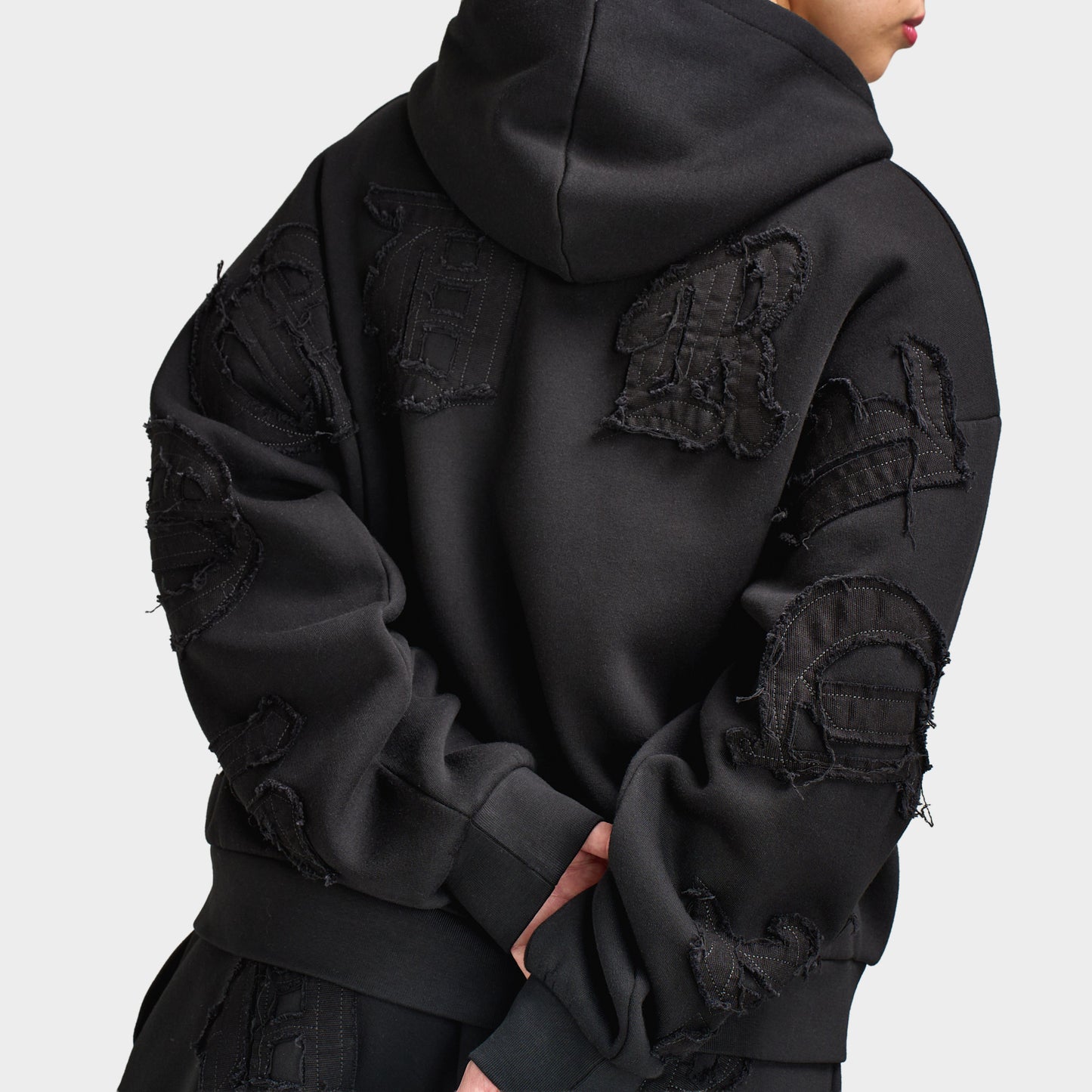 Hoodrich Rift Chandail à capuche mi-long avec fermeture éclair / Noir