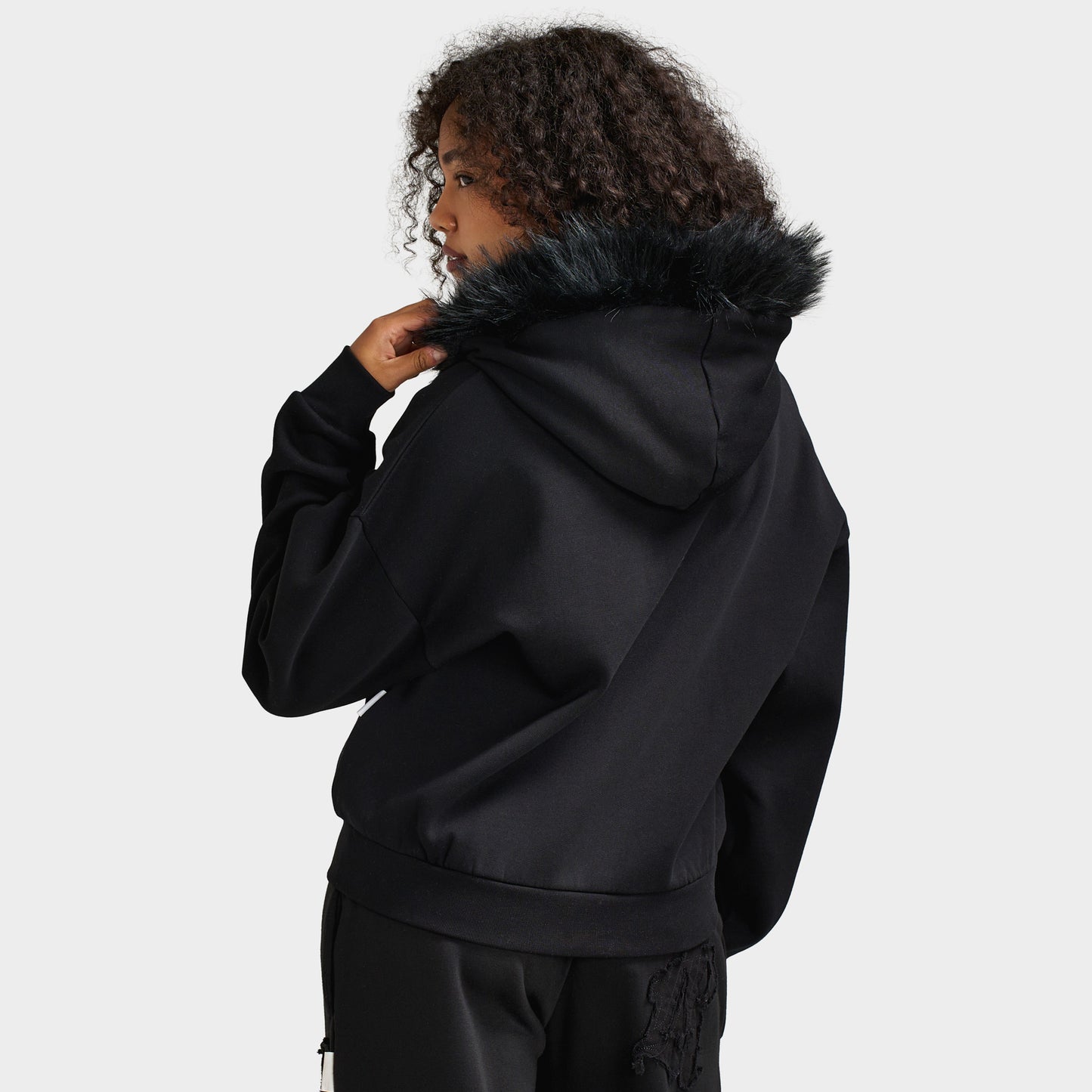 Hoodrich Celeste Mid Length Zip Fur Hoodie / Black