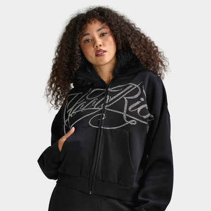 Hoodrich Celeste Mid Length Zip Fur Hoodie / Black