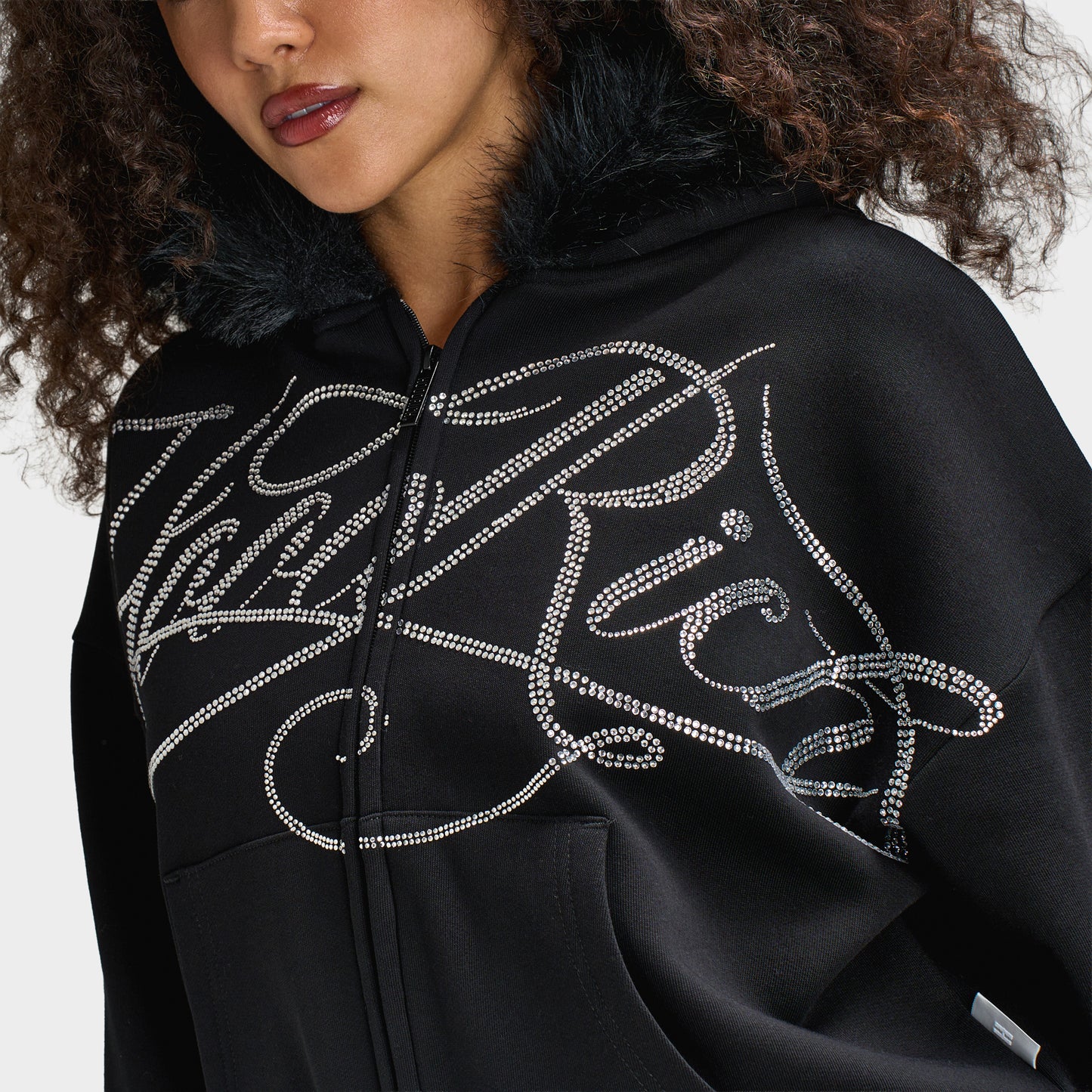 Hoodrich Celeste Mid Length Zip Fur Hoodie / Black
