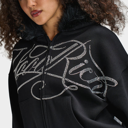 Hoodrich Celeste Mid Length Zip Fur Hoodie / Black