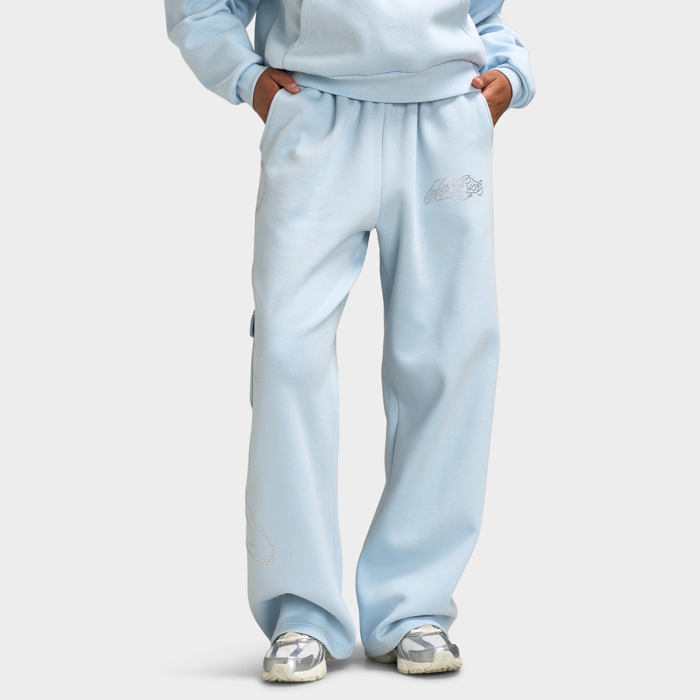 Hoodrich Celeste Pantalon de jogging surdimensionné à jambes larges / Skyway Argent