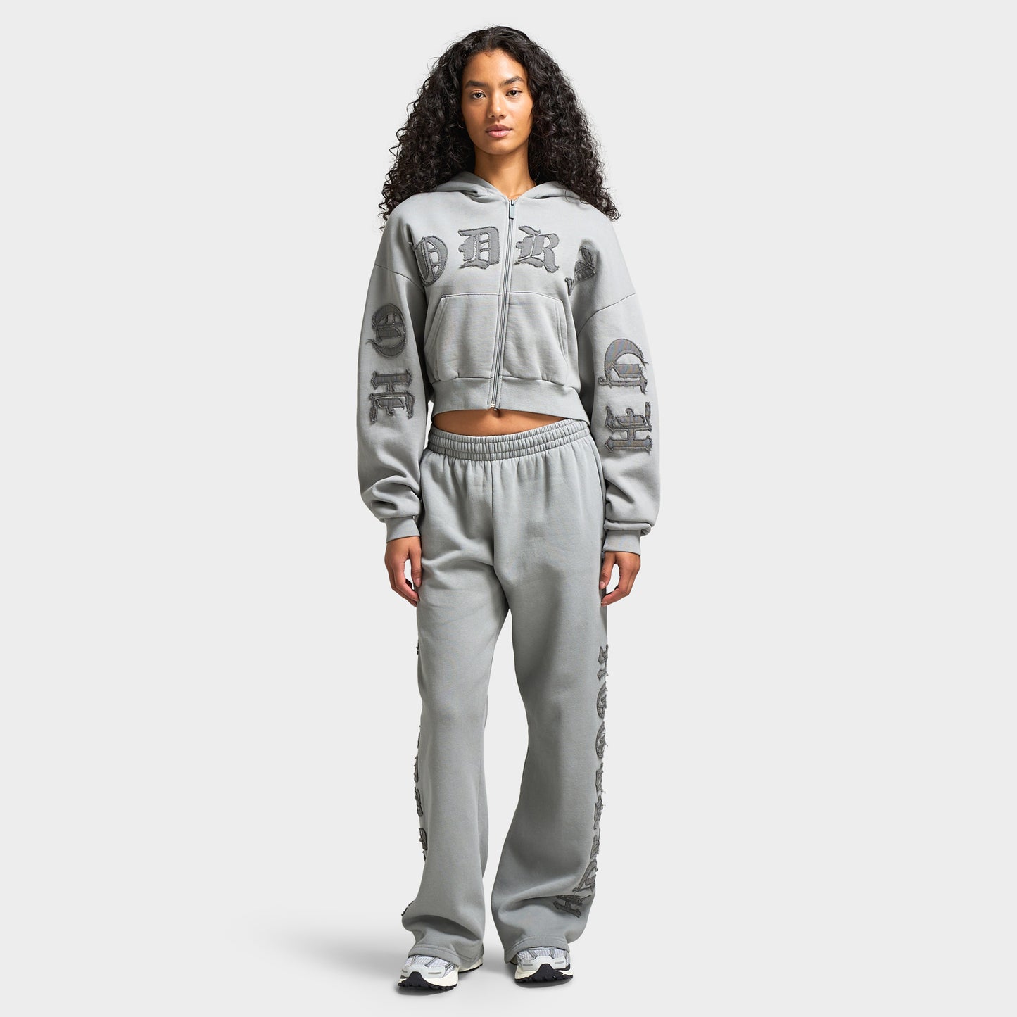 Hoodrich Women's Drea Cropped Boxy Hoodie Light Grey Marl / Lava Smoke