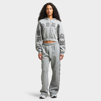 Hoodrich Women's Drea Cropped Boxy Hoodie Light Grey Marl / Lava Smoke