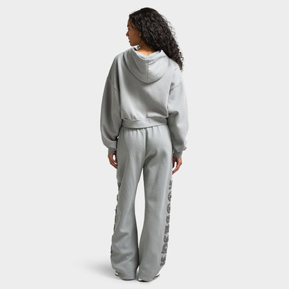 Hoodrich Women's Drea Cropped Boxy Hoodie Light Grey Marl / Lava Smoke