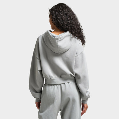 Hoodrich Women's Drea Cropped Boxy Hoodie Light Grey Marl / Lava Smoke