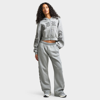 Hoodrich Women's Drea Wide Leg Joggers Light Grey Marl / Lava Smoke