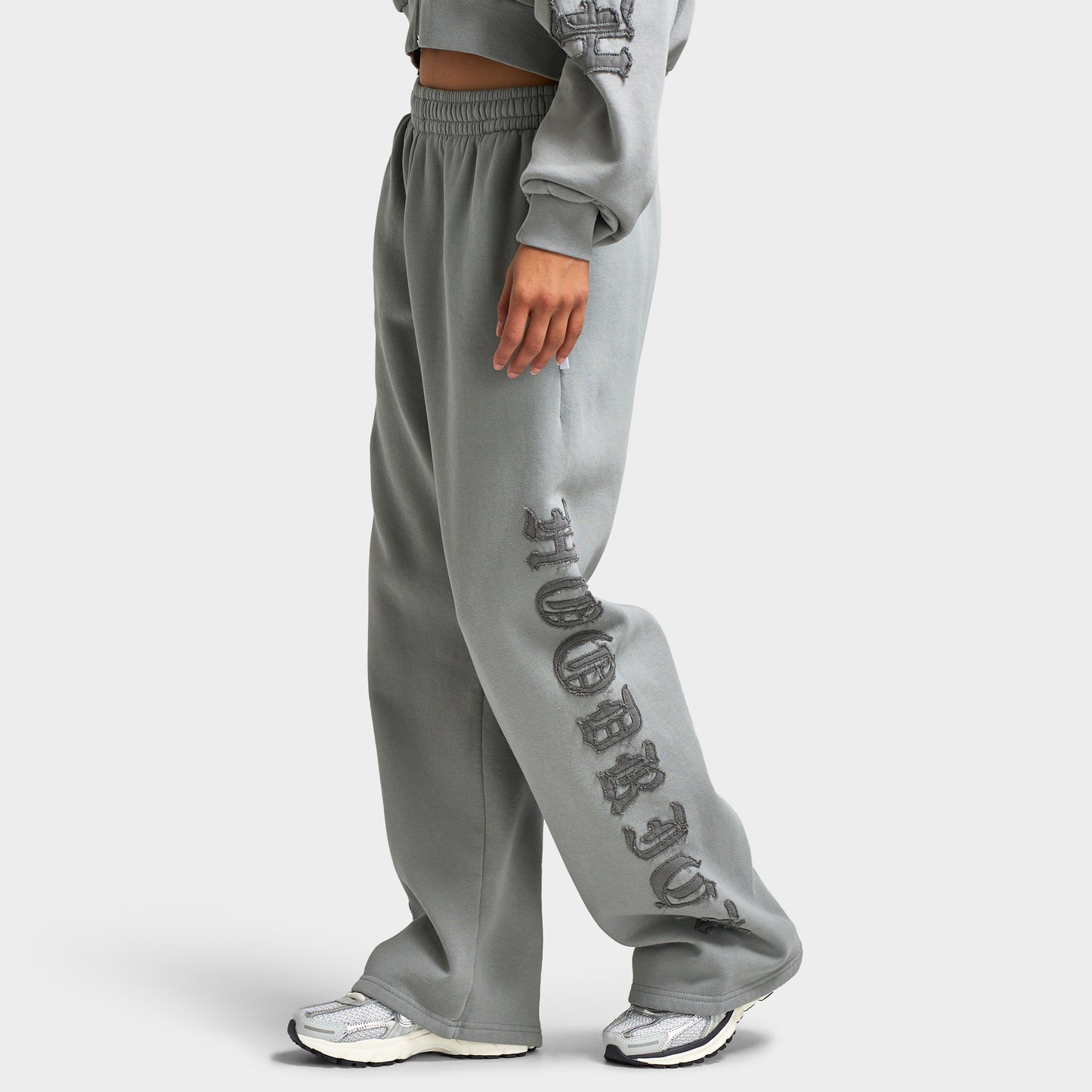 Hoodrich Women's Drea Wide Leg Joggers Light Grey Marl / Lava Smoke