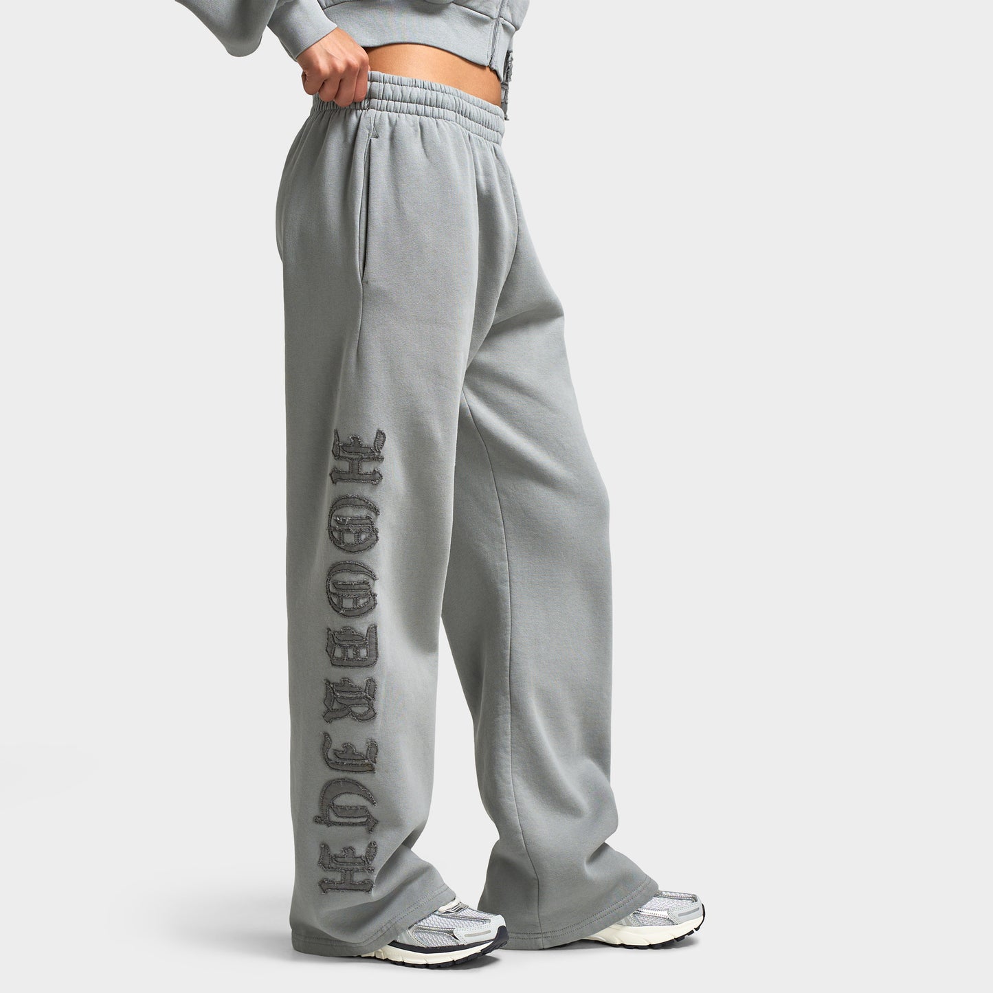Hoodrich Women's Drea Wide Leg Joggers Light Grey Marl / Lava Smoke