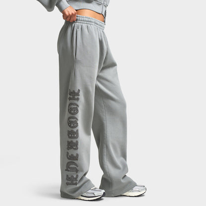 Hoodrich Women's Drea Wide Leg Joggers Light Grey Marl / Lava Smoke
