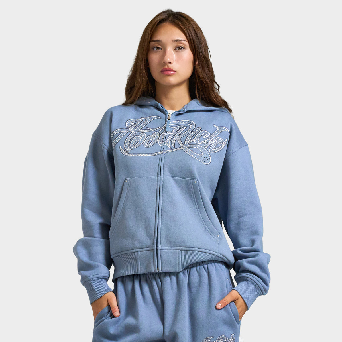 Hoodrich Cielo Mid-length Zip-through Hoodie / Troposphere - White
