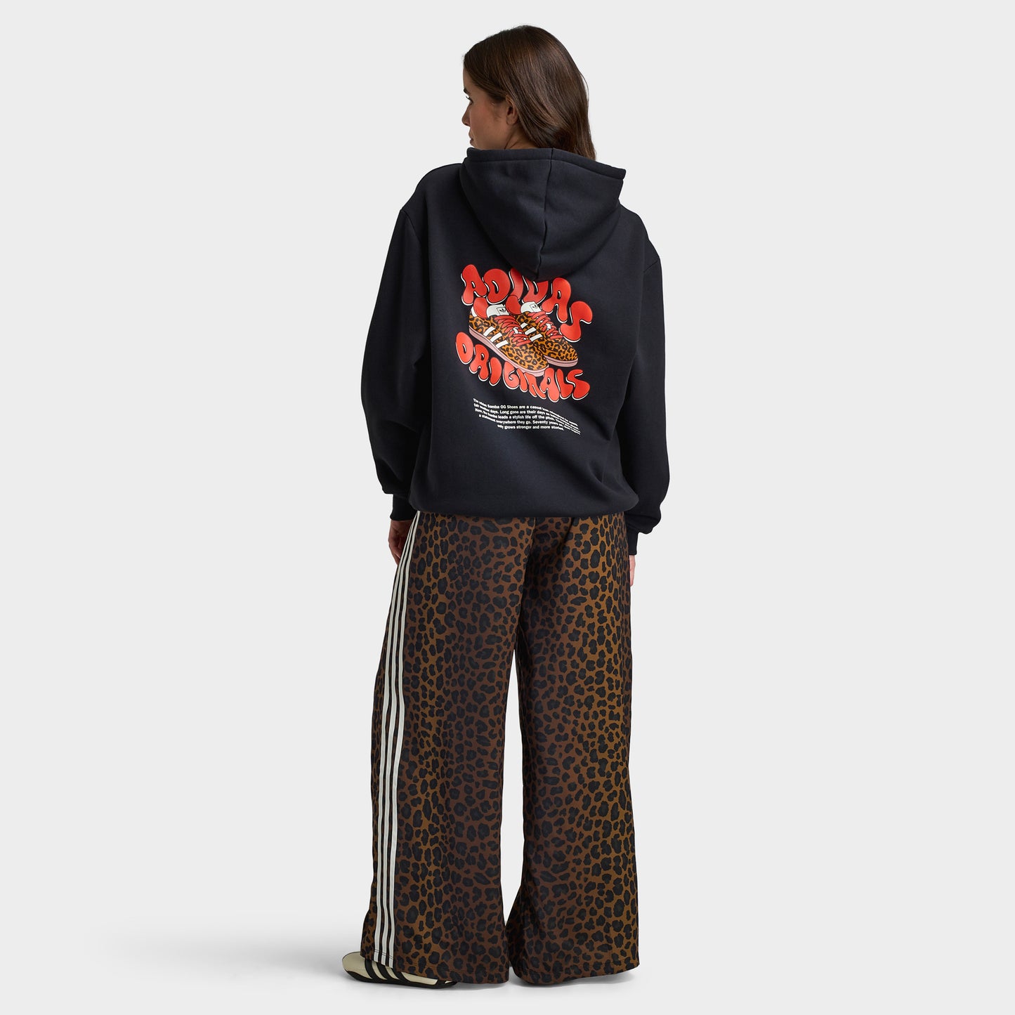 Adidas Women's Leopard Samba Essential Hoodie Black / Leopard