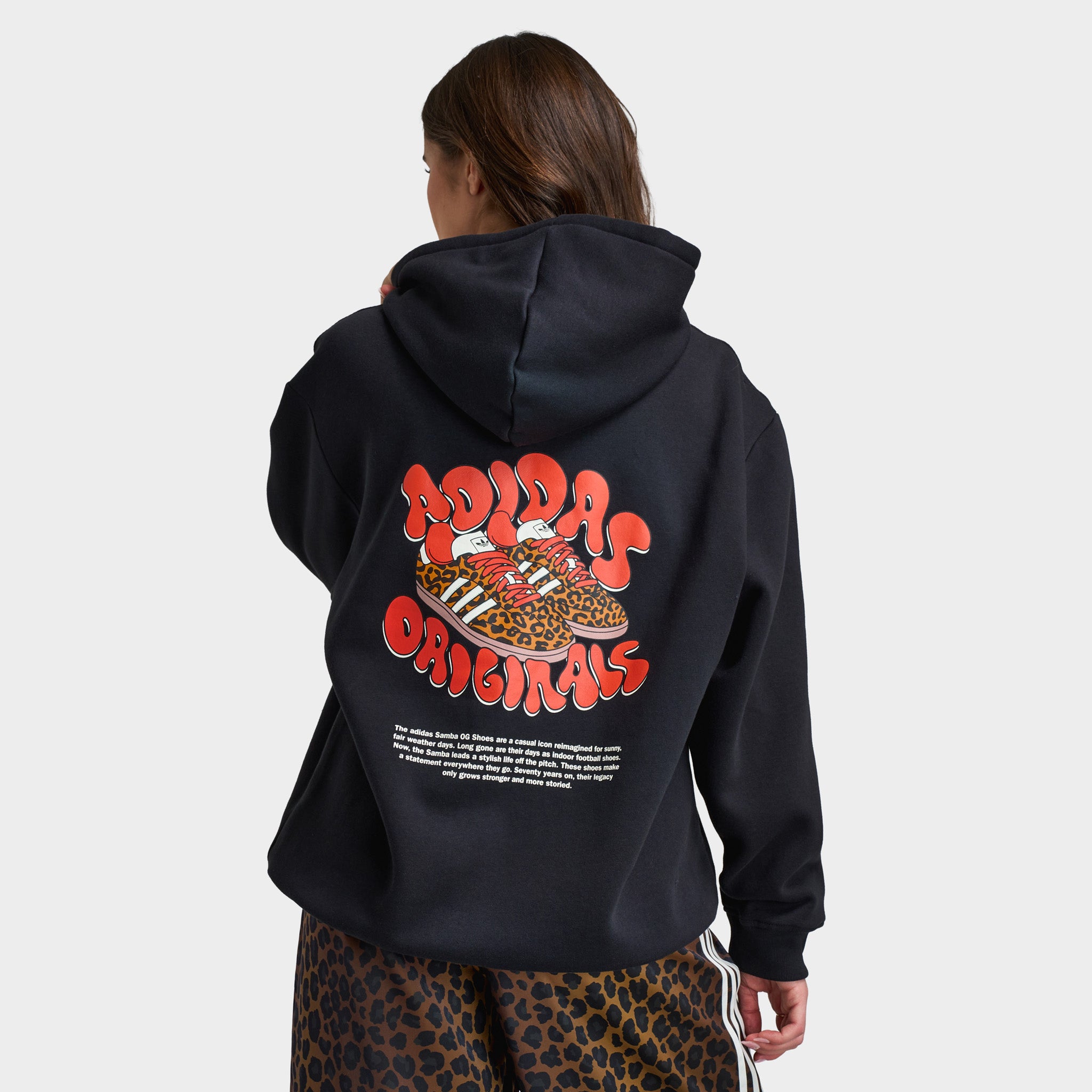 adidas Women's Leopard Samba Essential Hoodie Black / Leopard – JD