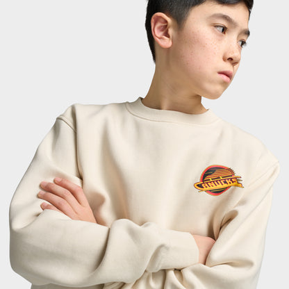 Mitchell & Ness Juniors' NHL Bulletin Pullover Fleece Crew Canucks / Cream