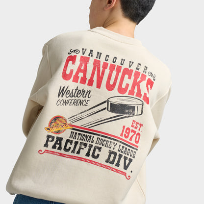 Mitchell & Ness Juniors' NHL Bulletin Pullover Fleece Crew Canucks / Cream