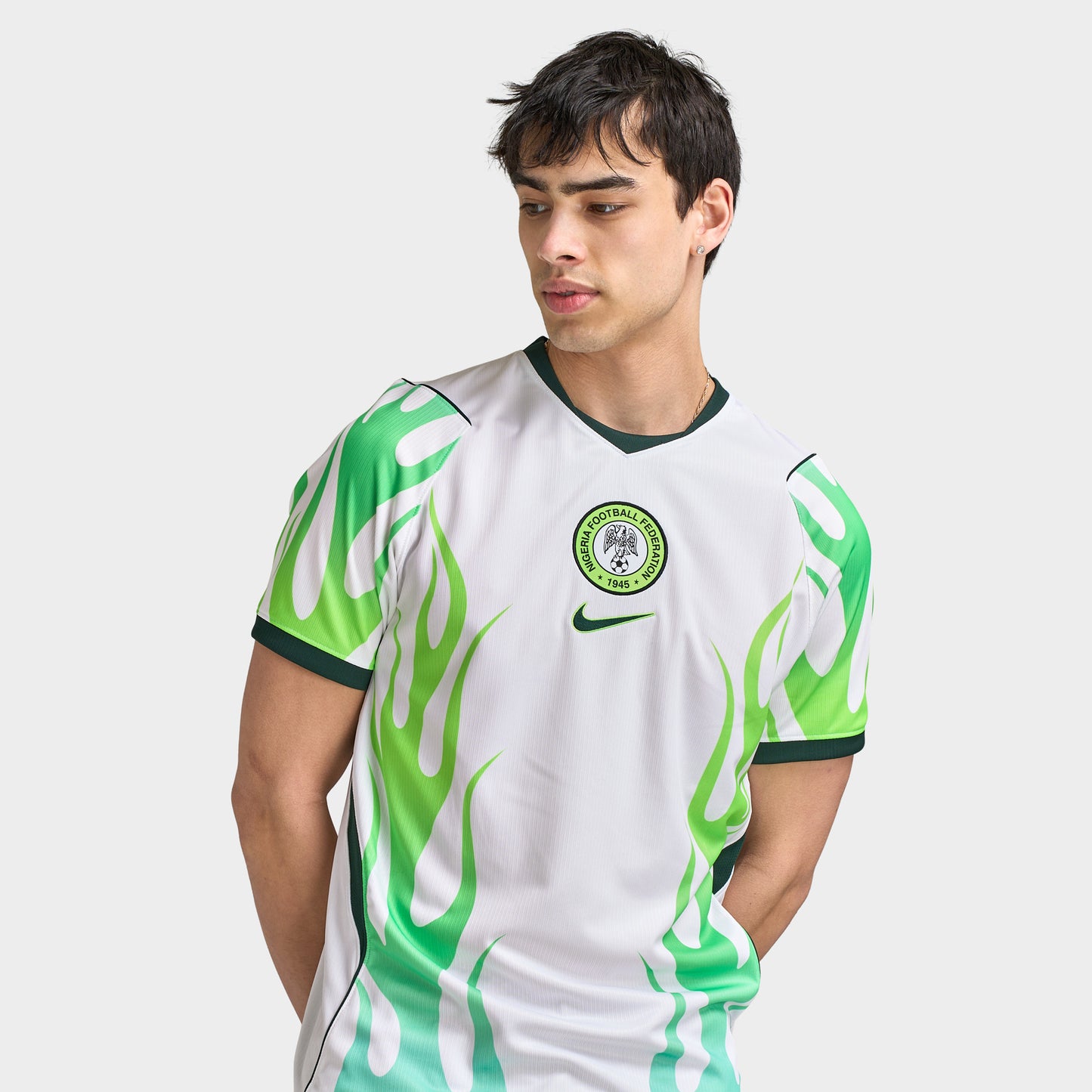 Nike Nigeria Extérieur Maillot Blanc / Vert Fluo