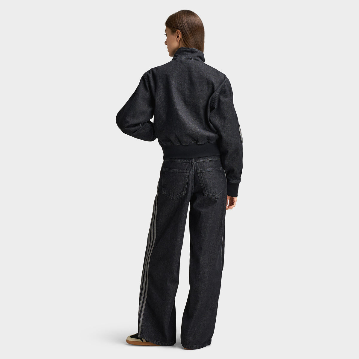  adidas Firebird Veste Track en Denim / Noir véritable