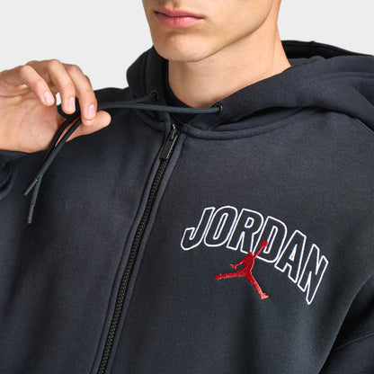 Jordan Brooklyn Oversized Full Zip Hoodie Black / Sail - Gym Red