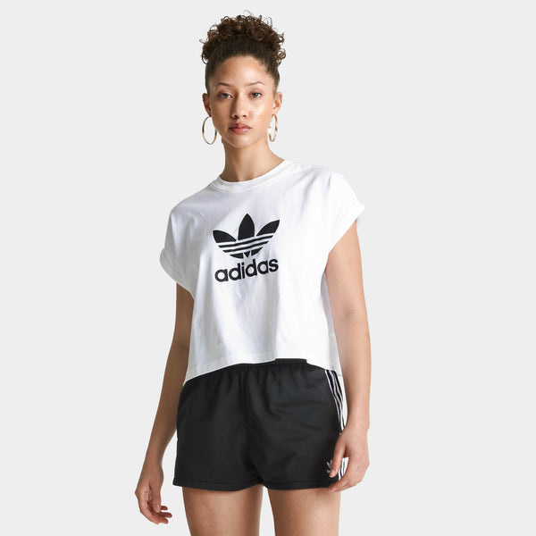 adidas Originals Women s Adicolor Classics Short Trefoil T shirt White