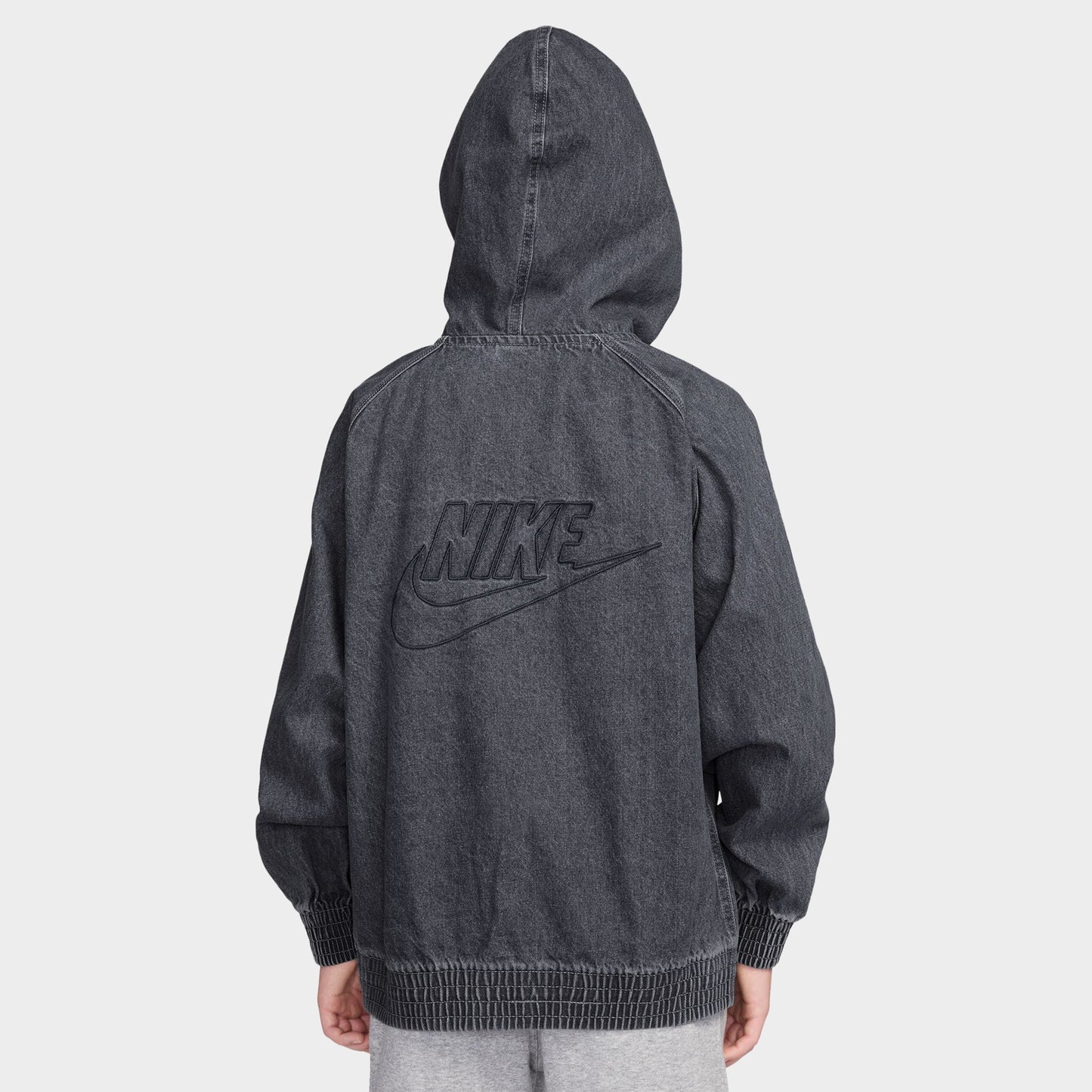 Nike Junior Boys' Denim Full-Zip Hooded Jacket Black / Anthracite