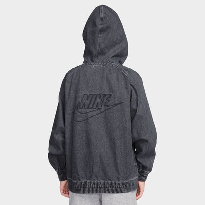 Nike Junior Boys' Denim Full-Zip Hooded Jacket Black / Anthracite