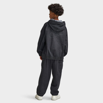 Nike Junior Veste à capuchon entièrement zippée en jean Garçon Noir / Anthracite