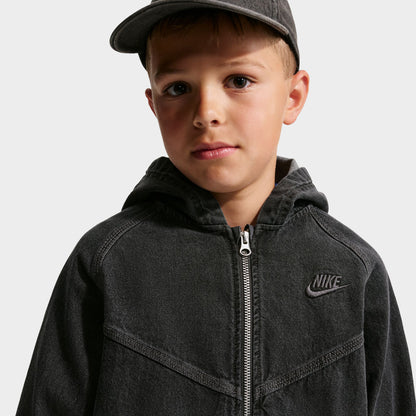 Nike Junior Boys' Denim Full-Zip Hooded Jacket Black / Anthracite