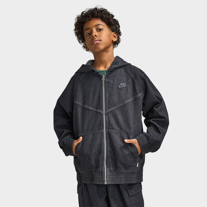 Nike Junior Veste à capuchon entièrement zippée en jean Garçon Noir / Anthracite