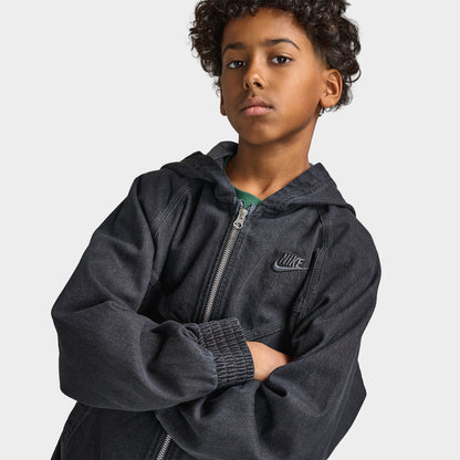 Nike Junior Veste à capuchon entièrement zippée en jean Garçon Noir / Anthracite