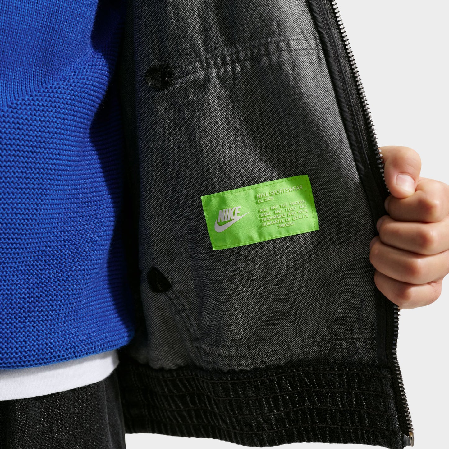 Nike Junior Boys' Denim Full-Zip Hooded Jacket Black / Anthracite
