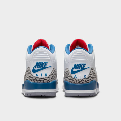 Jordan 3 Retro White / True Blue - Fire Red