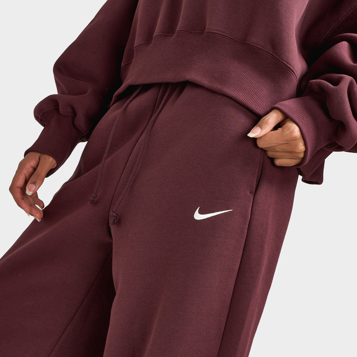 Nike Sportswear Women's Phoenix Fleece High-Waisted Pants Burgundy Crush / Sail