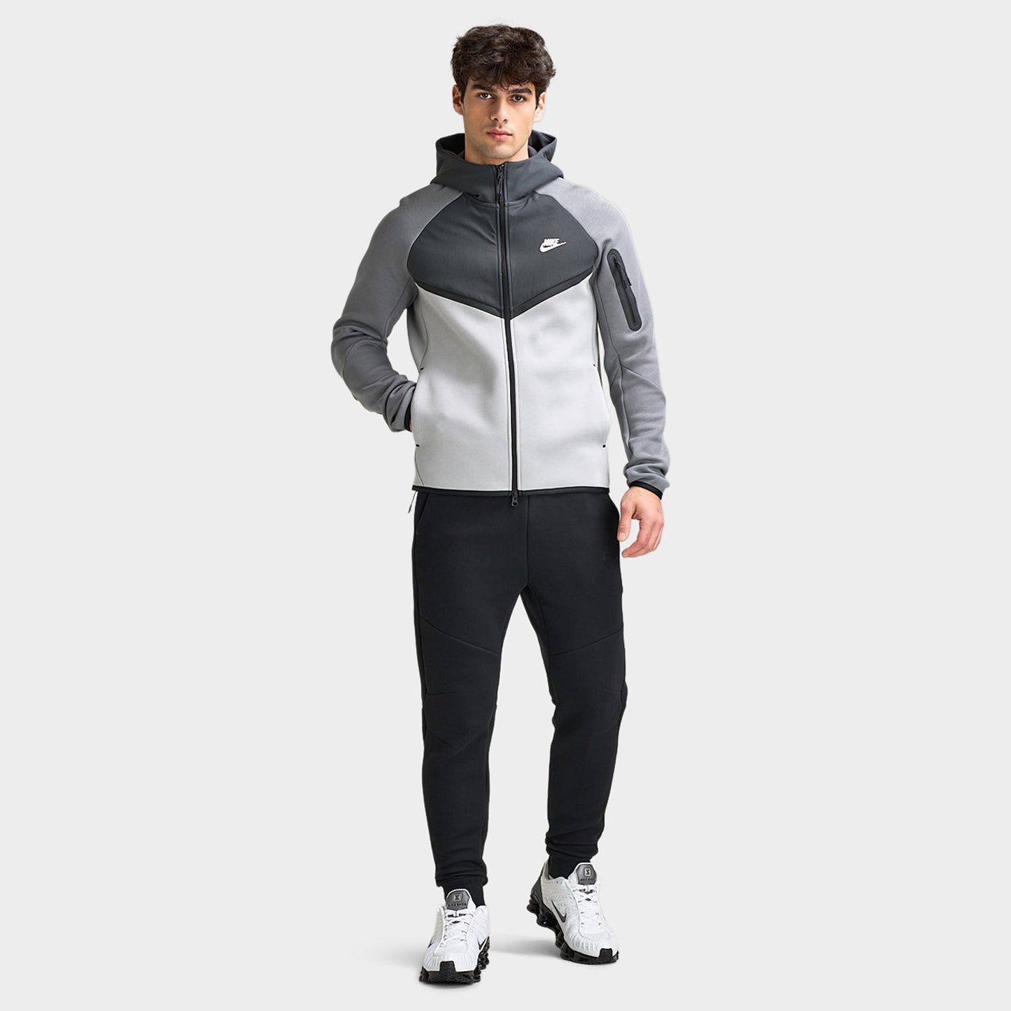 Nike Mix Tech Fleece Chandail à capuche Gris fumé / Anthracite / Rose