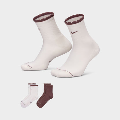 Nike Chaussettes Elevated à la cheville festonné (lot de 2) Blanc/Gris foudre