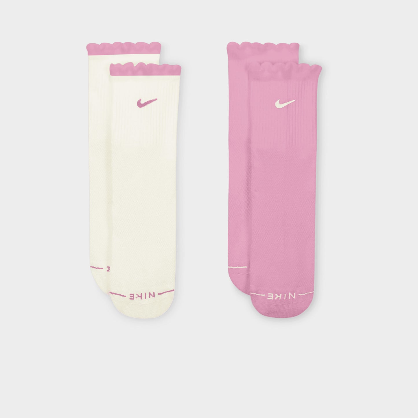 Chaussettes Nike Everyday Elevated Scallop Crew (lot de 2) Voile / Rose