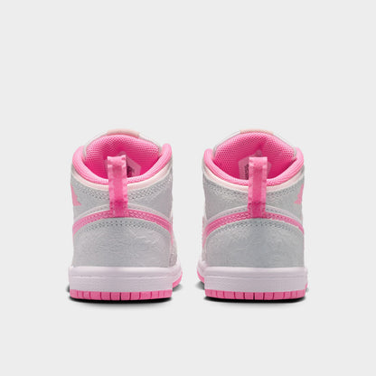 Jordan 1 Mid SE TD Gris Clair / Rose Fluo - Voile