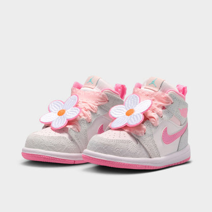 Jordan 1 Mid SE TD Gris Clair / Rose Fluo - Voile
