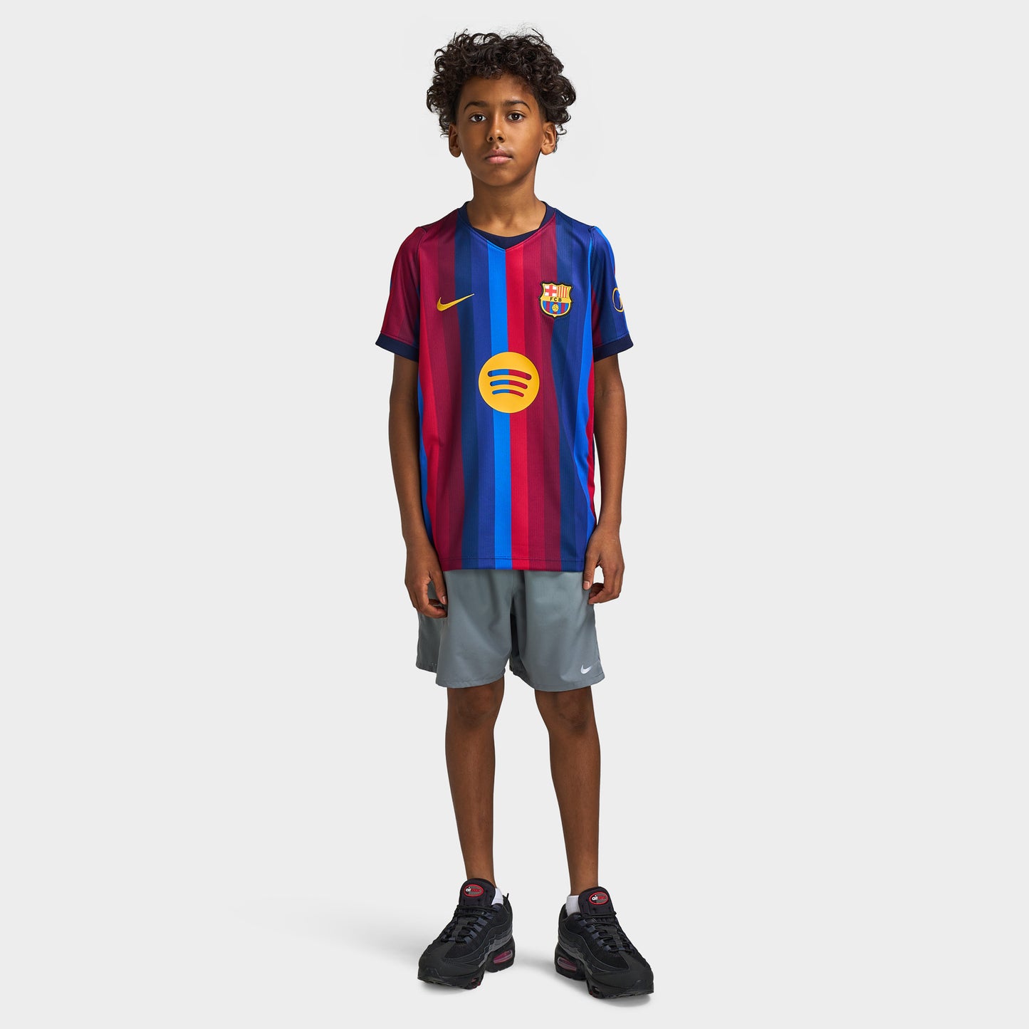 Nike Juniors FCB Maillot domicile Manches courtes Grenat Foncé / Noir