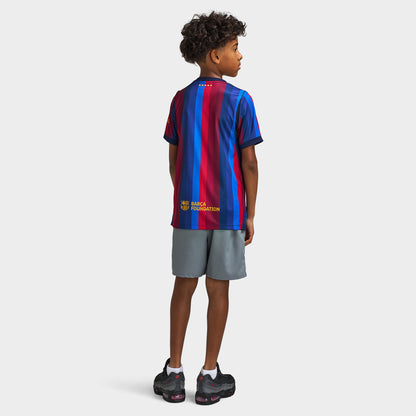 Nike Juniors FCB Maillot domicile Manches courtes Grenat Foncé / Noir