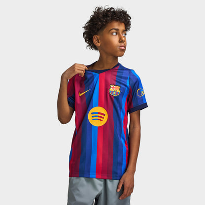 Nike Juniors FCB Maillot domicile Manches courtes Grenat Foncé / Noir