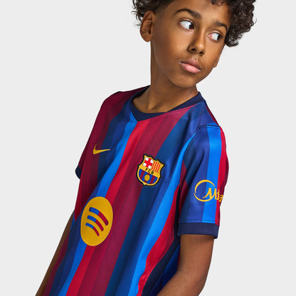 Nike Juniors FCB Maillot domicile Manches courtes Grenat Foncé / Noir
